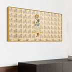 Spiritual Krishna & Gau Mata Pichwai Canvas Wall Painting – Divine Wall Decor