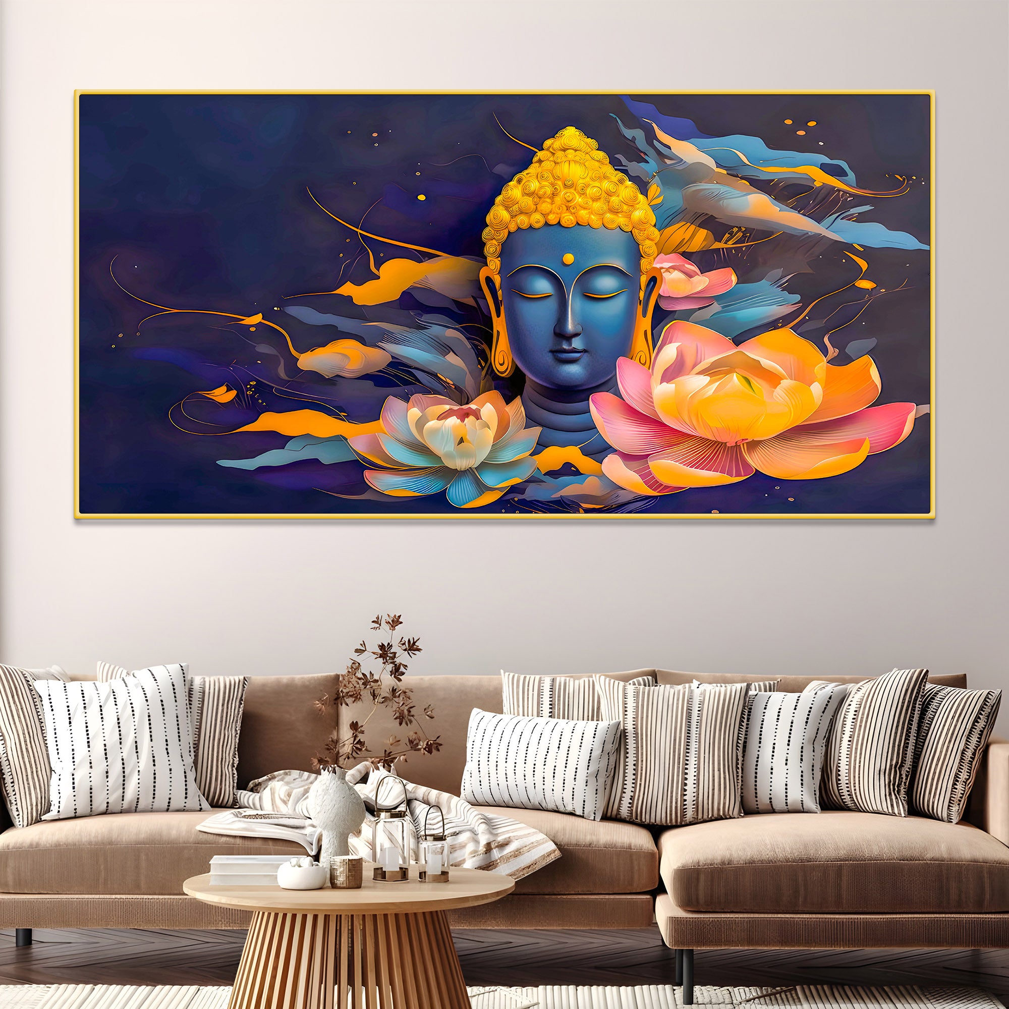 Spiritual Lord Buddha Canvas Wall Painting for Modern Home Decor
