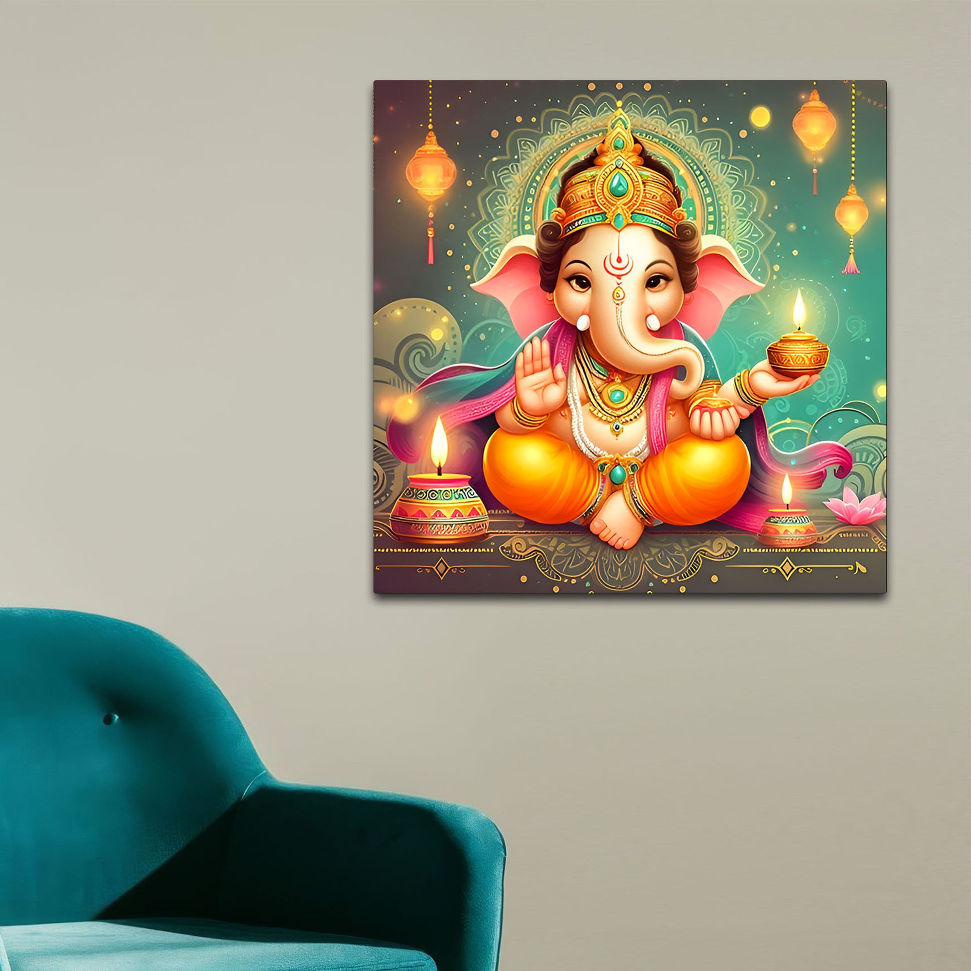 Spiritual Lord Ganesha Wall Painting for Home & Office