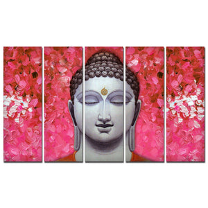 Spiritual Lord Gautam Buddha Wall Painting 5 Pieces