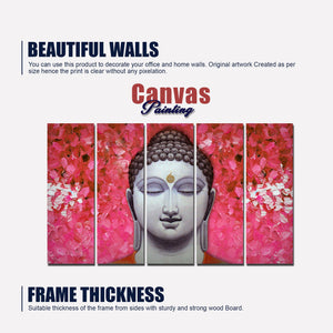 Spiritual Lord Gautam Buddha Wall Painting 5 Pieces