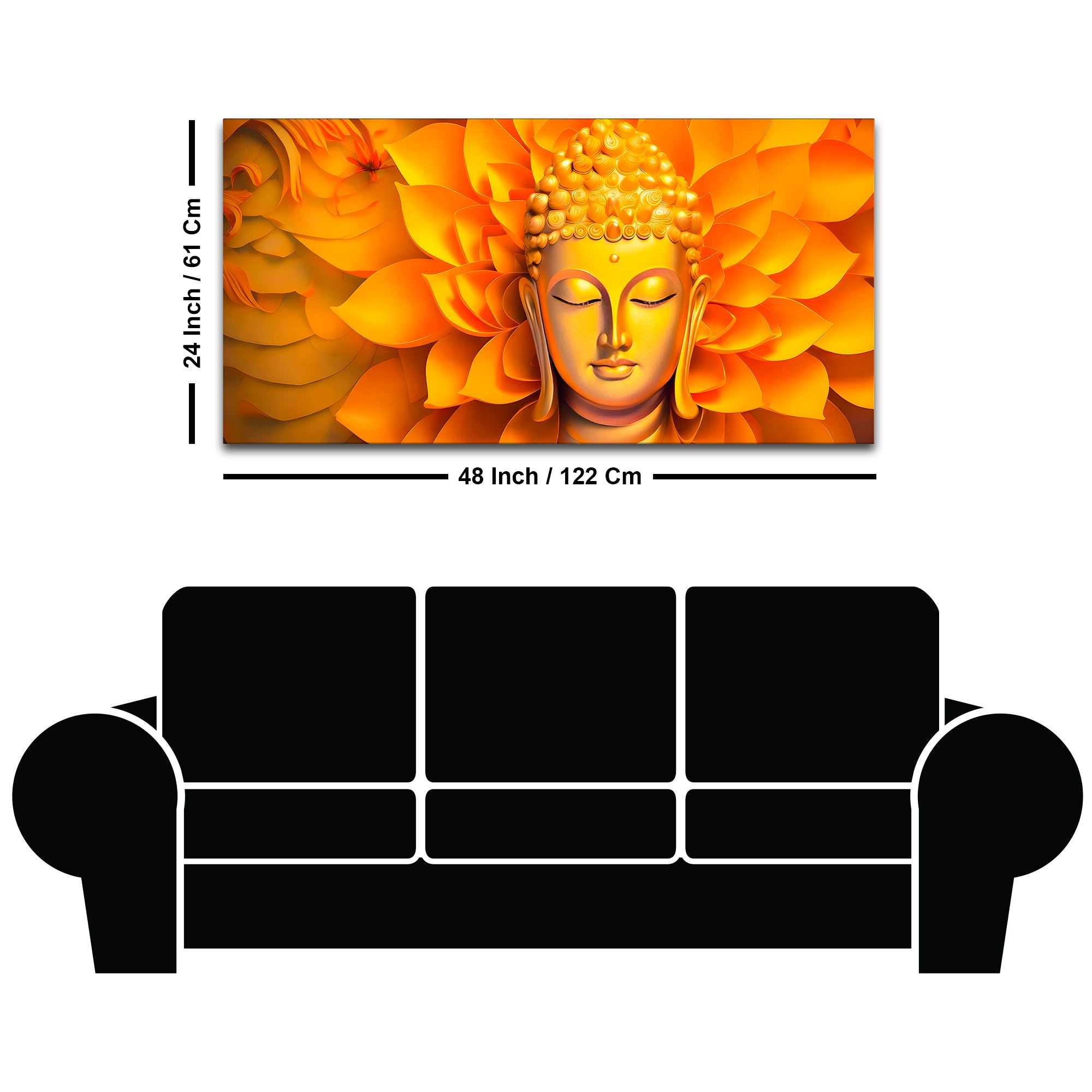 Spiritual Lord Gautam Buddha Wall Painting for Wall Decor