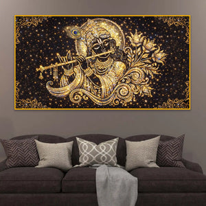 Spiritual Lord Krishna Crystal Glass Wall Painting for Home Temple Décor
