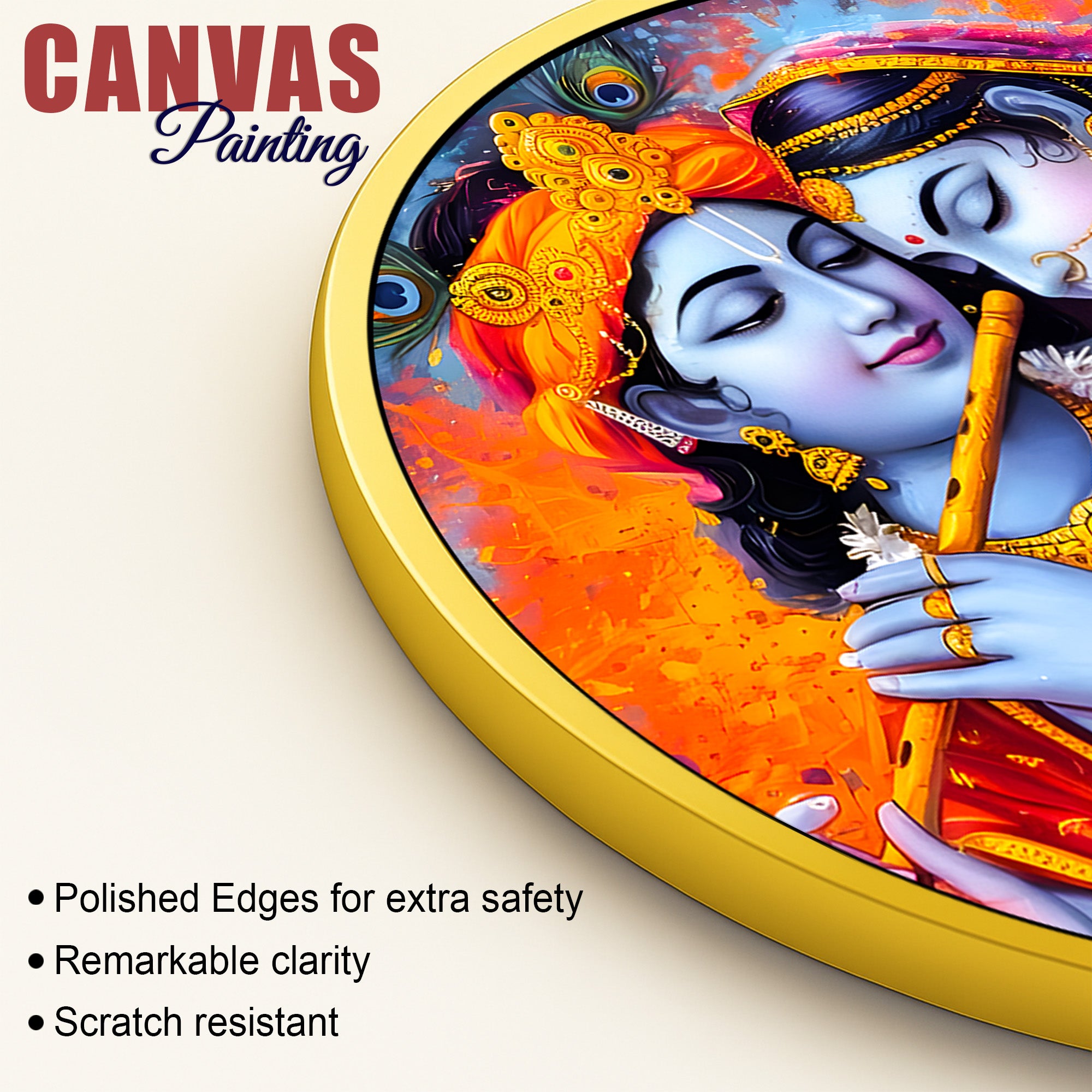 Spiritual Lord Radha Krishna Round Painting Decor