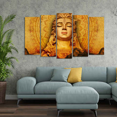 Spiritual Lord Shiva Canvas Wall Painting of Five Pieces Set