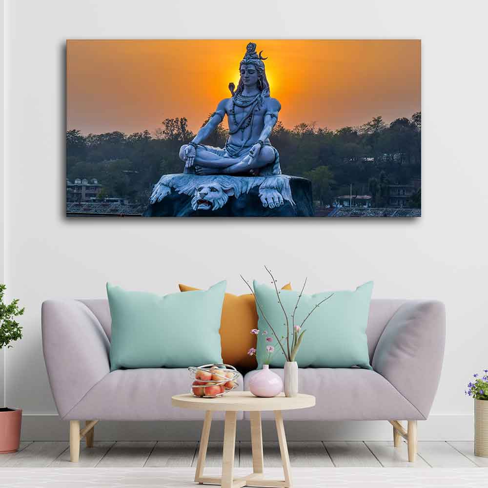 Spiritual Lord Shiva Statue Wall Painting