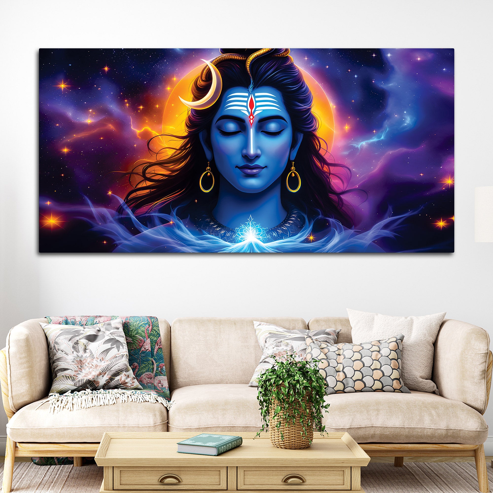 Spiritual Lord Shiva Wall Painting for Home & Office Decor