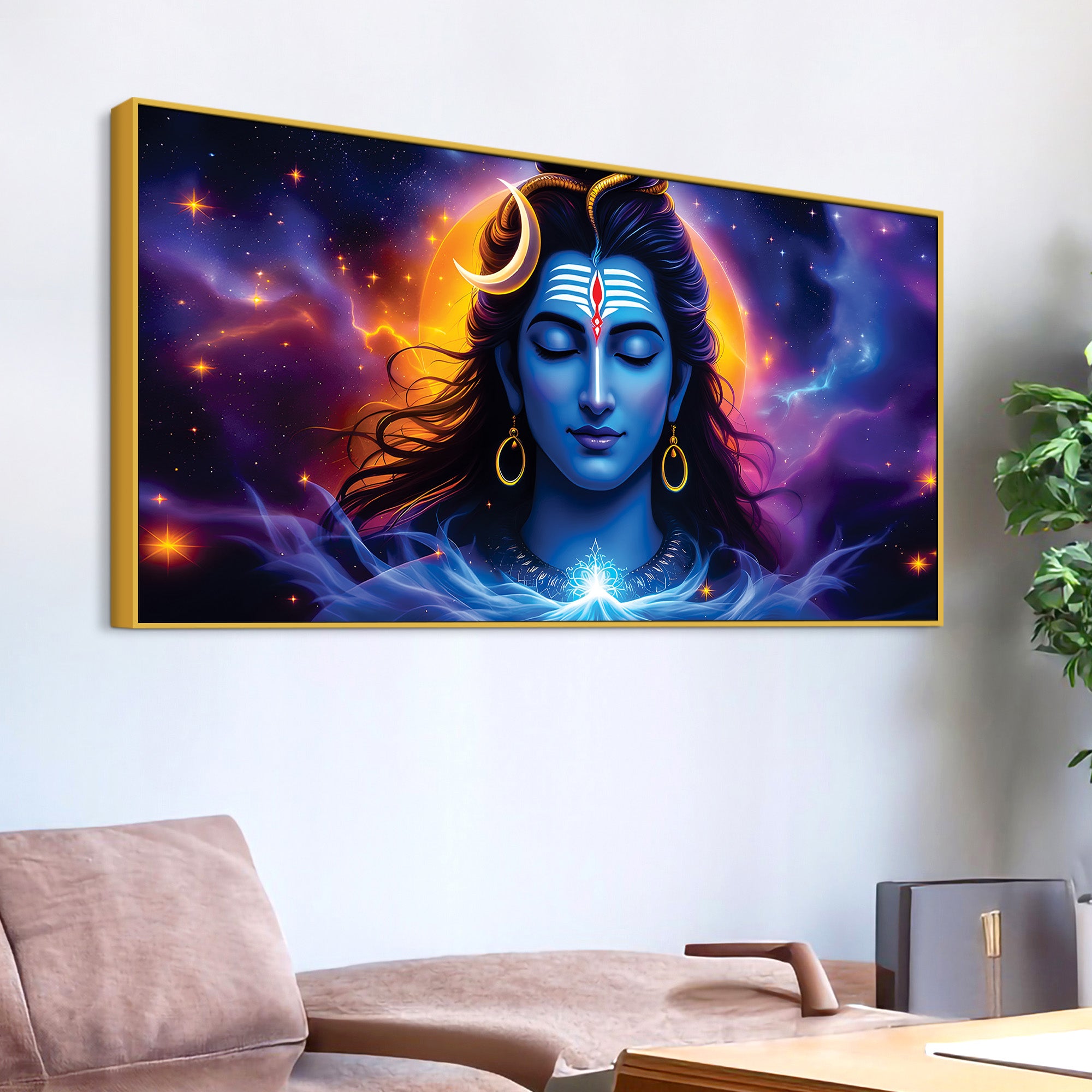 Spiritual Lord Shiva Wall Painting for Home & Office Decor