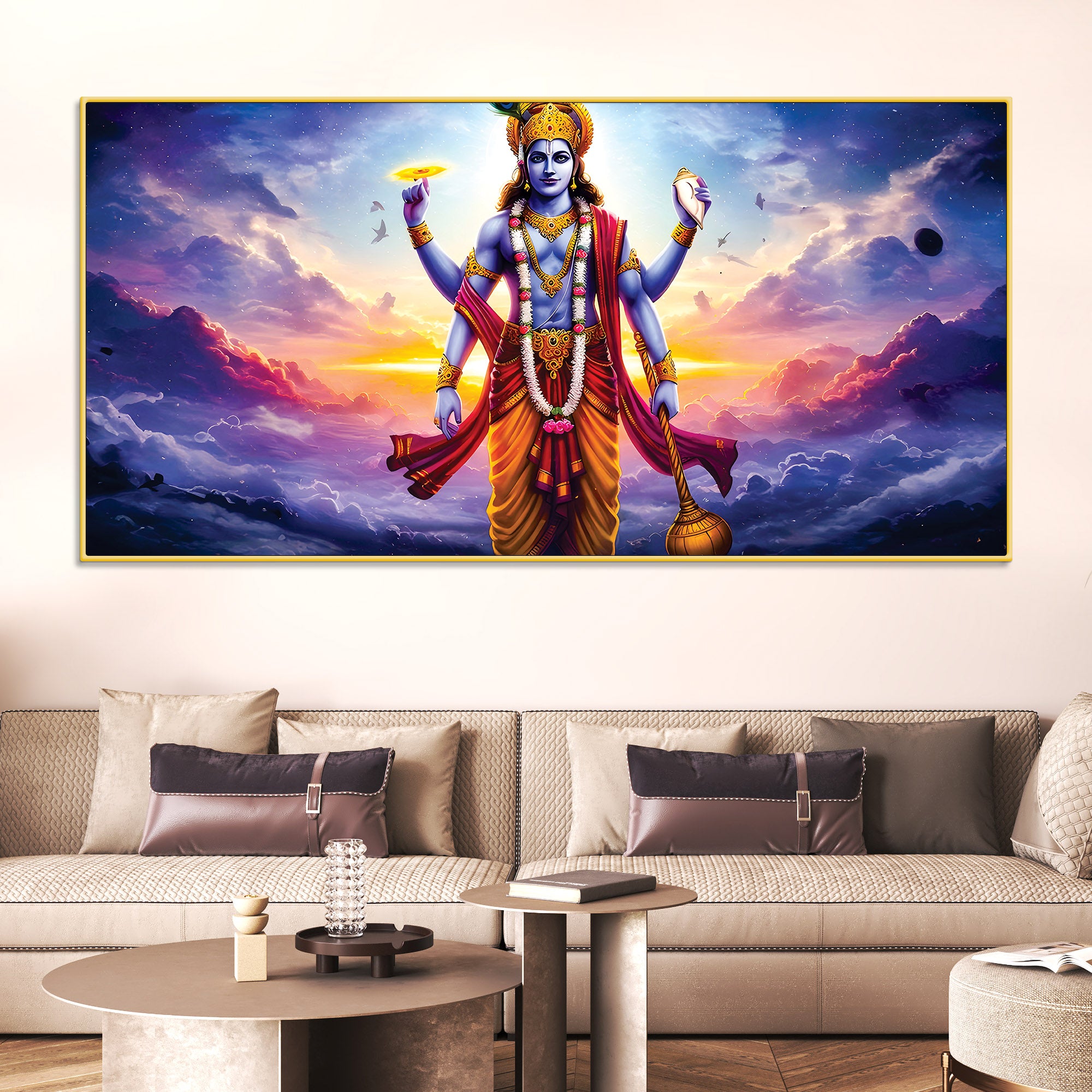 Spiritual Lord Vishnu Canvas Wall Painting for Home & Office