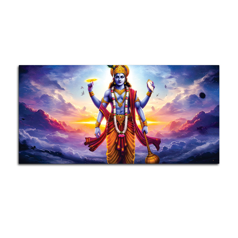 Spiritual Lord Vishnu Canvas Wall Painting for Home & Office