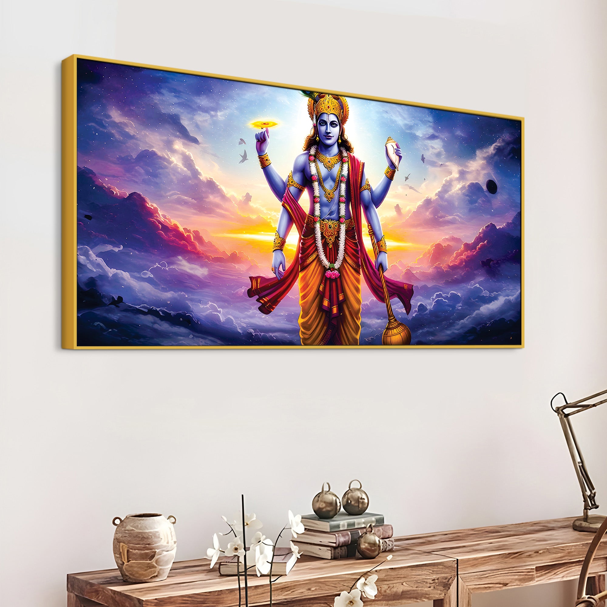 Spiritual Lord Vishnu Canvas Wall Painting for Home & Office