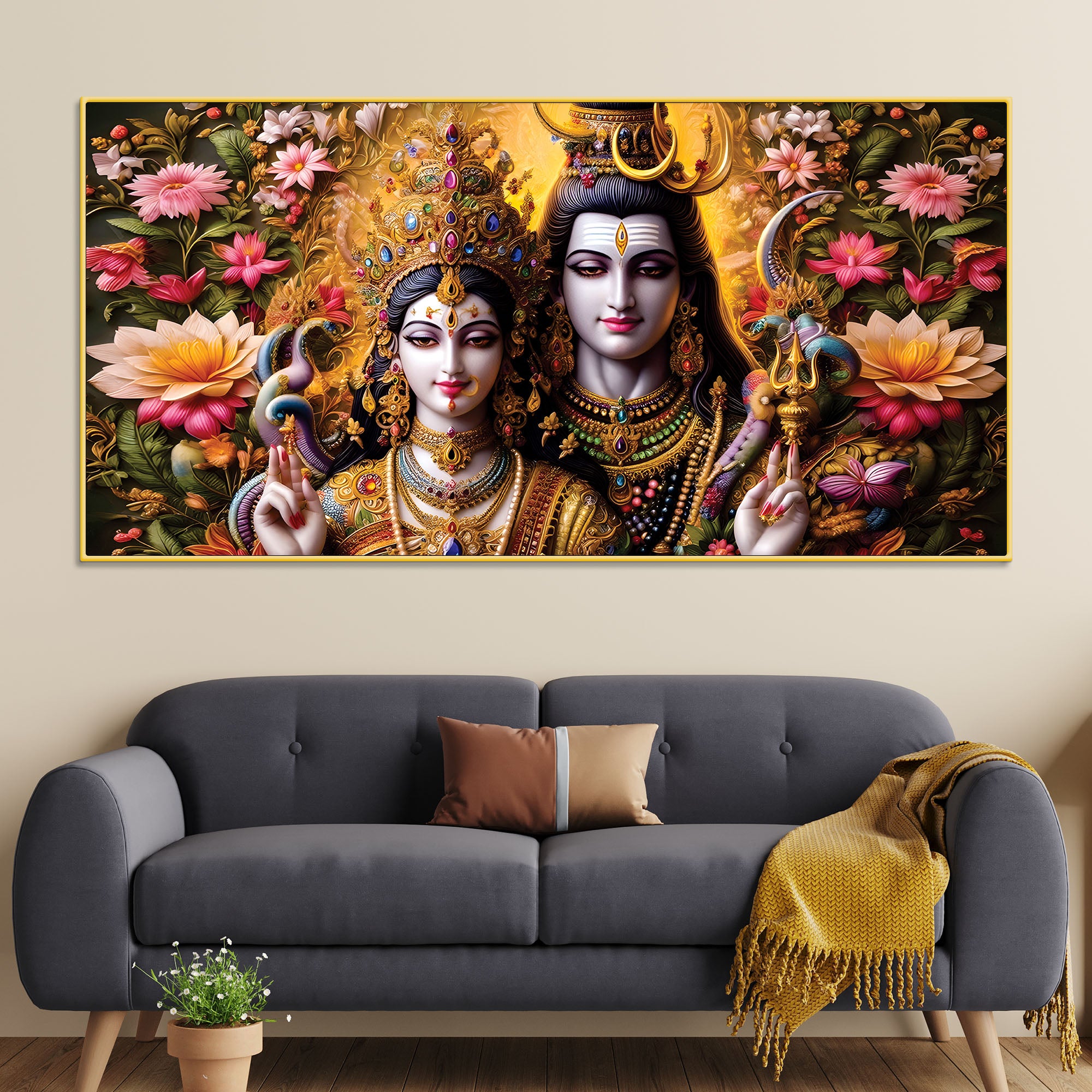 Spiritual Mahadev Canvas Painting for Modern Home Interior