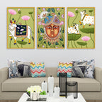 Spiritual Pichwai Canvas Wall Painting Set of Three