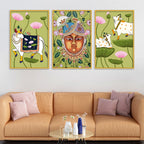 Spiritual Pichwai Canvas Wall Painting Set of Three
