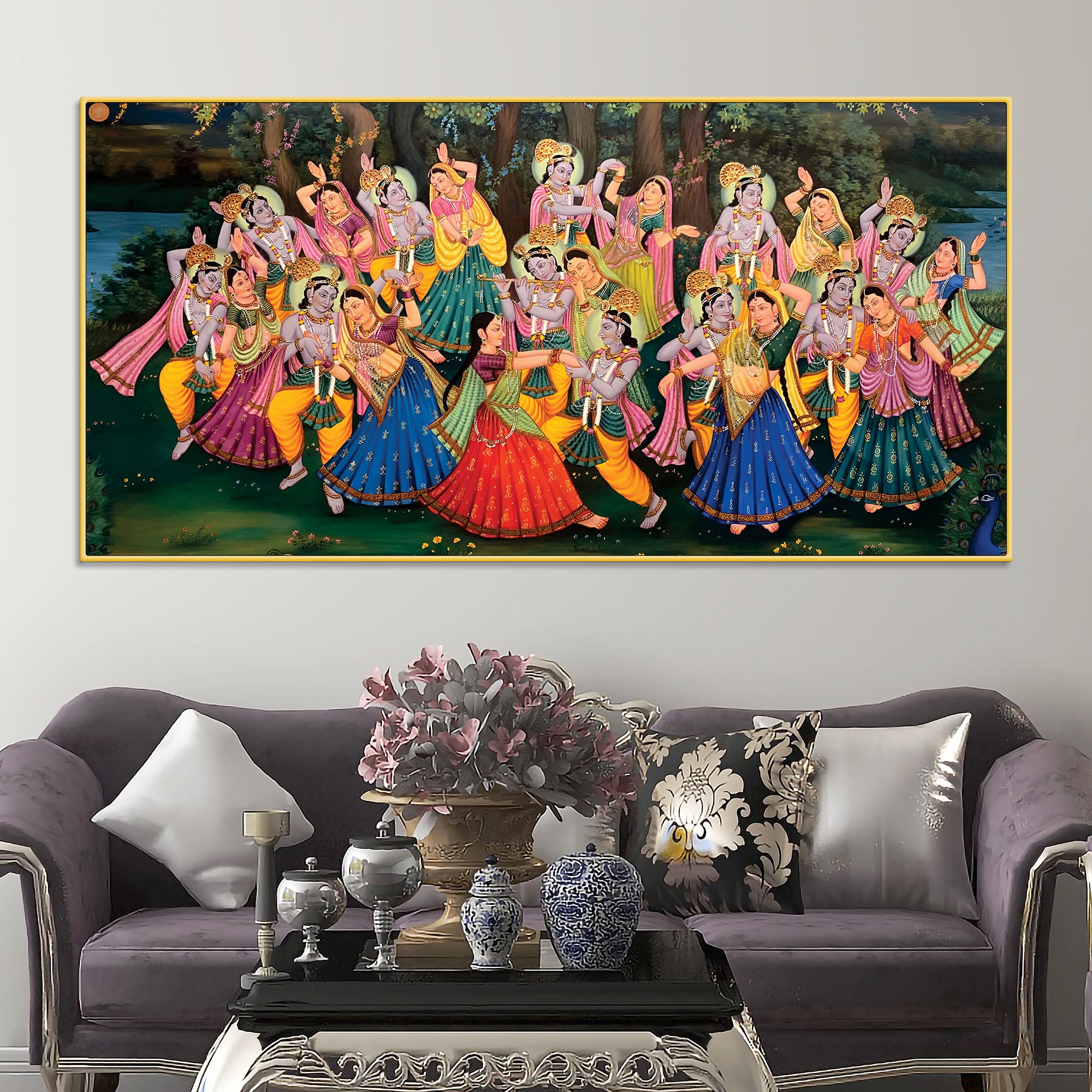 Spiritual Raas Leela Krishna Traditional Wall Painting