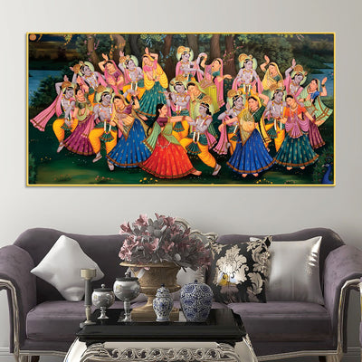 Spiritual Raas Leela Krishna Traditional Wall Painting