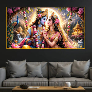 Spiritual Radha Krishna Crystal Glass Wall Painting
