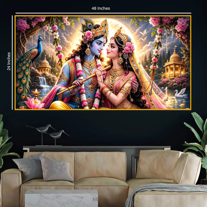 Spiritual Radha Krishna Crystal Glass Wall Painting