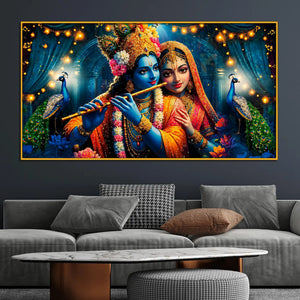 Spiritual Radha Krishna Floating Frame Crystal Wall Painting for Home