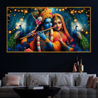 Spiritual Radha Krishna Floating Frame Crystal Wall Painting for Home