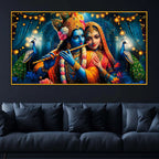 Spiritual Radha Krishna Floating Frame Crystal Wall Painting for Home