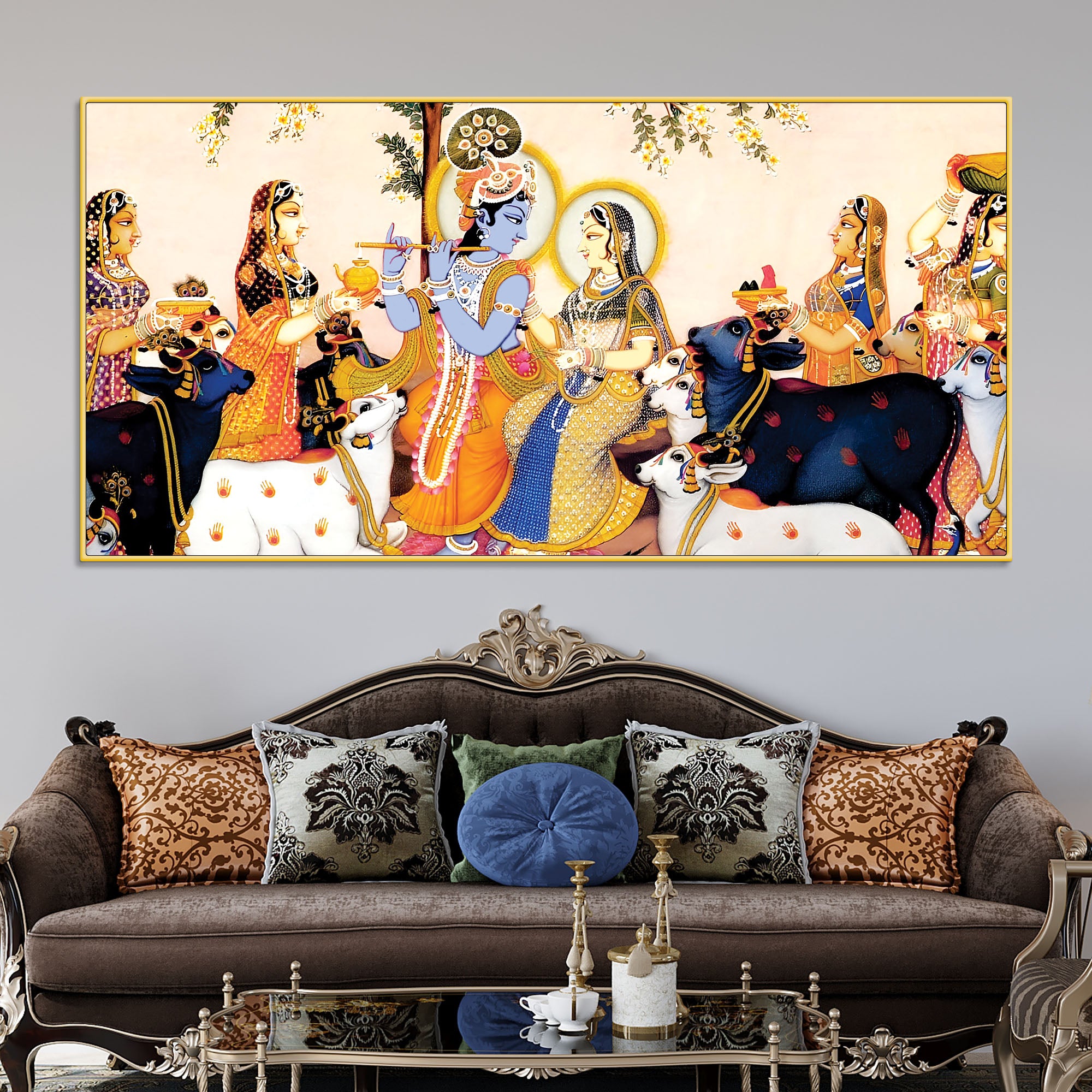 Spiritual Radha Krishna Traditional Pichwai Wall Painting