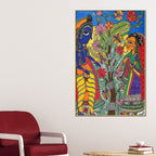 Spiritual Ram Sita Madhubani Canvas Wall Painting for Home Décor
