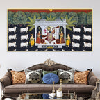 Spiritual Shreenathji Darbar Pichwai Canvas Wall Painting for Home & Temple