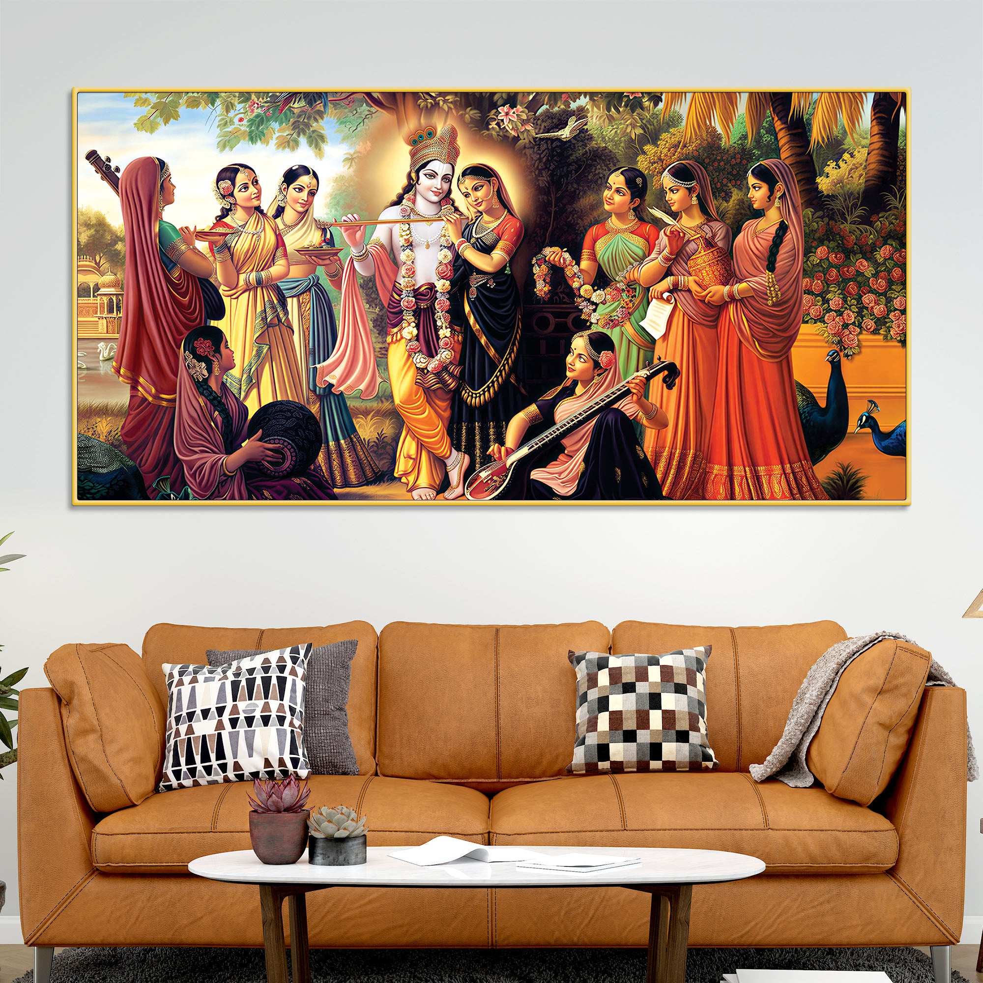Spiritual Shri Krishna Raas Leela Canvas Wall Painting