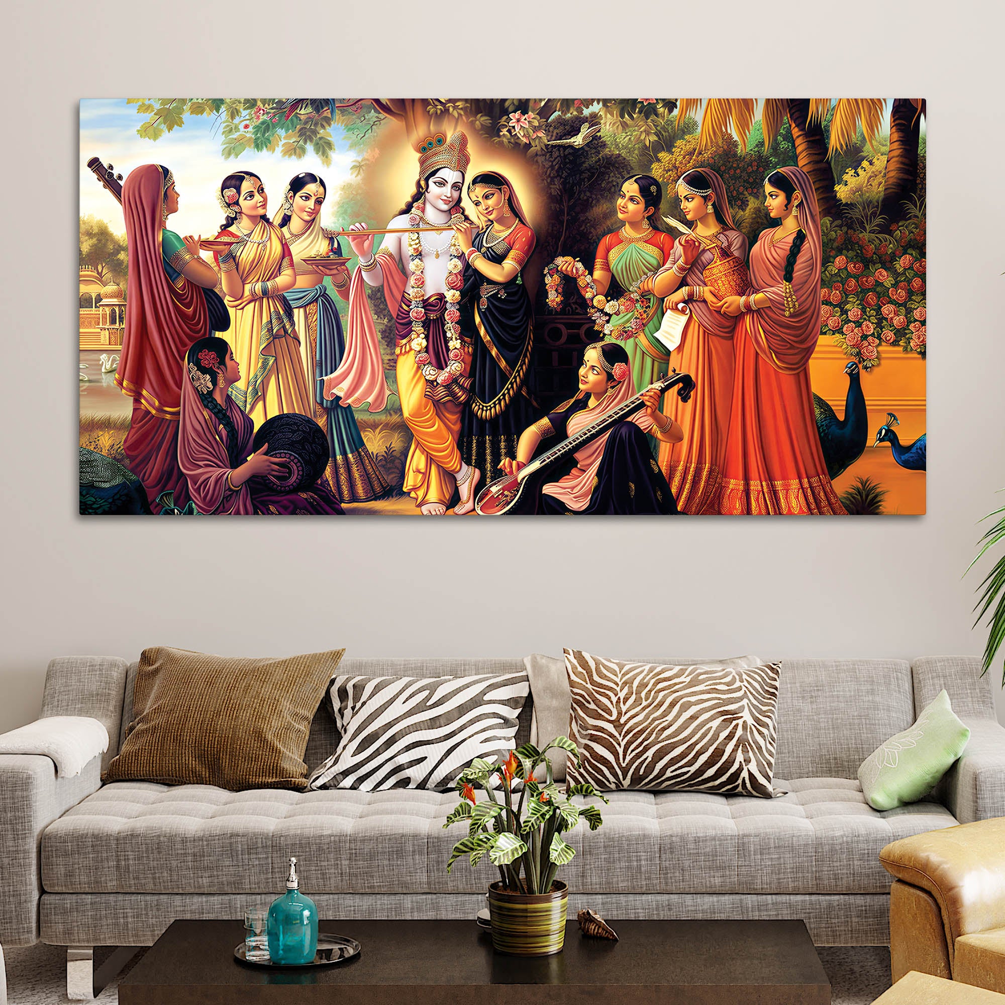 Spiritual Shri Krishna Raas Leela Canvas Wall Painting