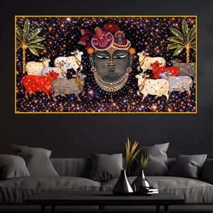 Spiritual Shrinath Ji Crystal Glass Wall Painting