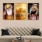 Spiritual Sikh Canvas Wall Painting Set of Three for Home Decor