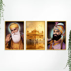 Spiritual Sikh Canvas Wall Painting Set of Three for Home Decor