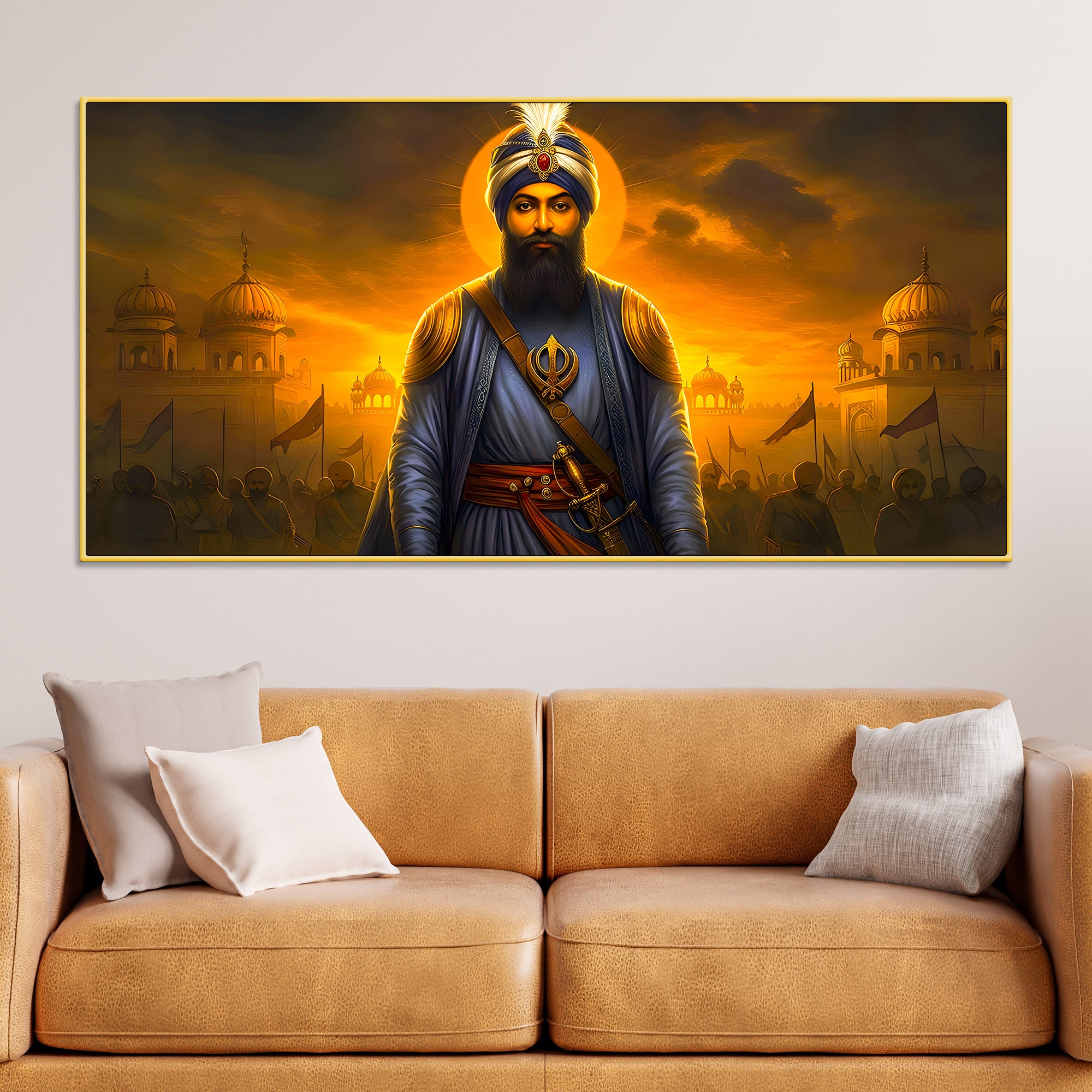 Spiritual Sikh Guru Ji Canvas Painting for Home Décor