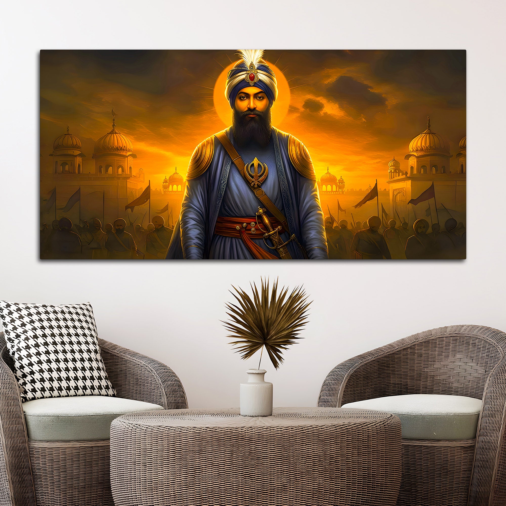 Spiritual Sikh Guru Ji Canvas Painting for Home Décor