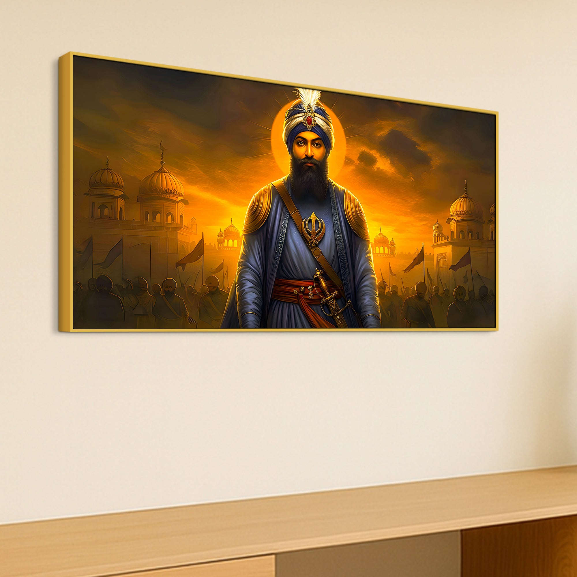 Spiritual Sikh Guru Ji Canvas Painting for Home Décor