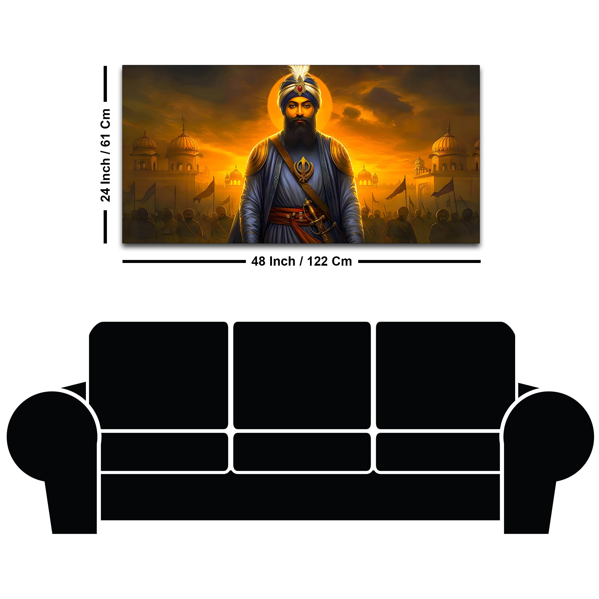 Spiritual Sikh Guru Ji Canvas Painting for Home Décor