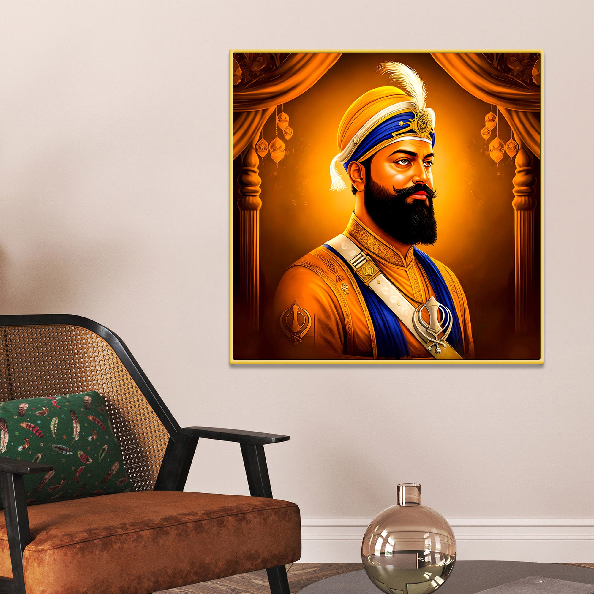 Spiritual Sikh Guru Painting Elegant Wall Art for Living Room
