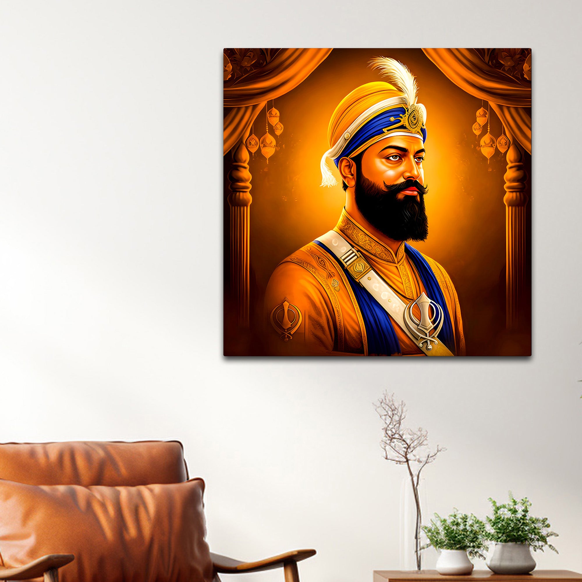 Spiritual Sikh Guru Painting Elegant Wall Art for Living Room