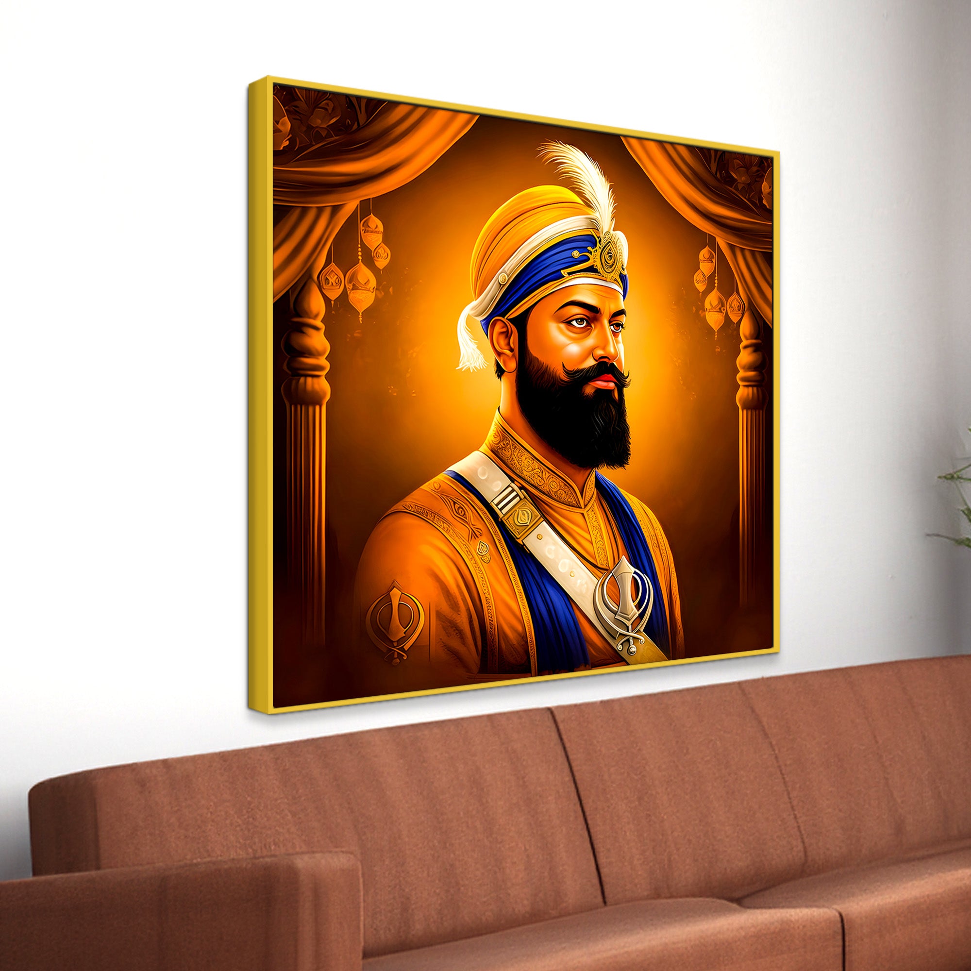Spiritual Sikh Guru Painting Elegant Wall Art for Living Room