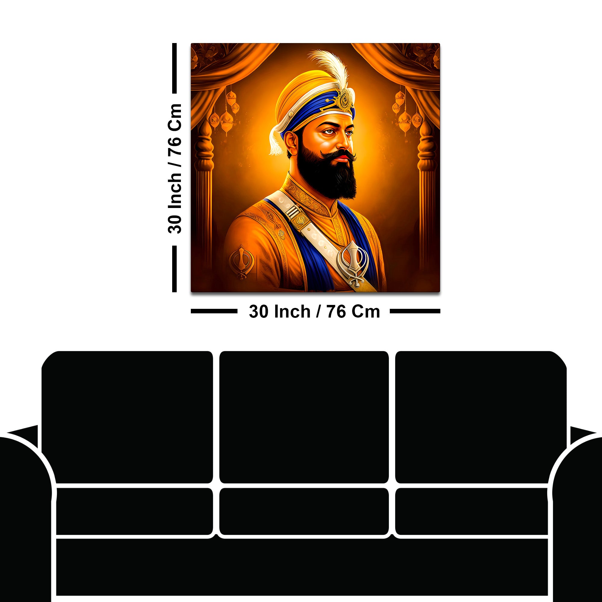 Spiritual Sikh Guru Painting Elegant Wall Art for Living Room