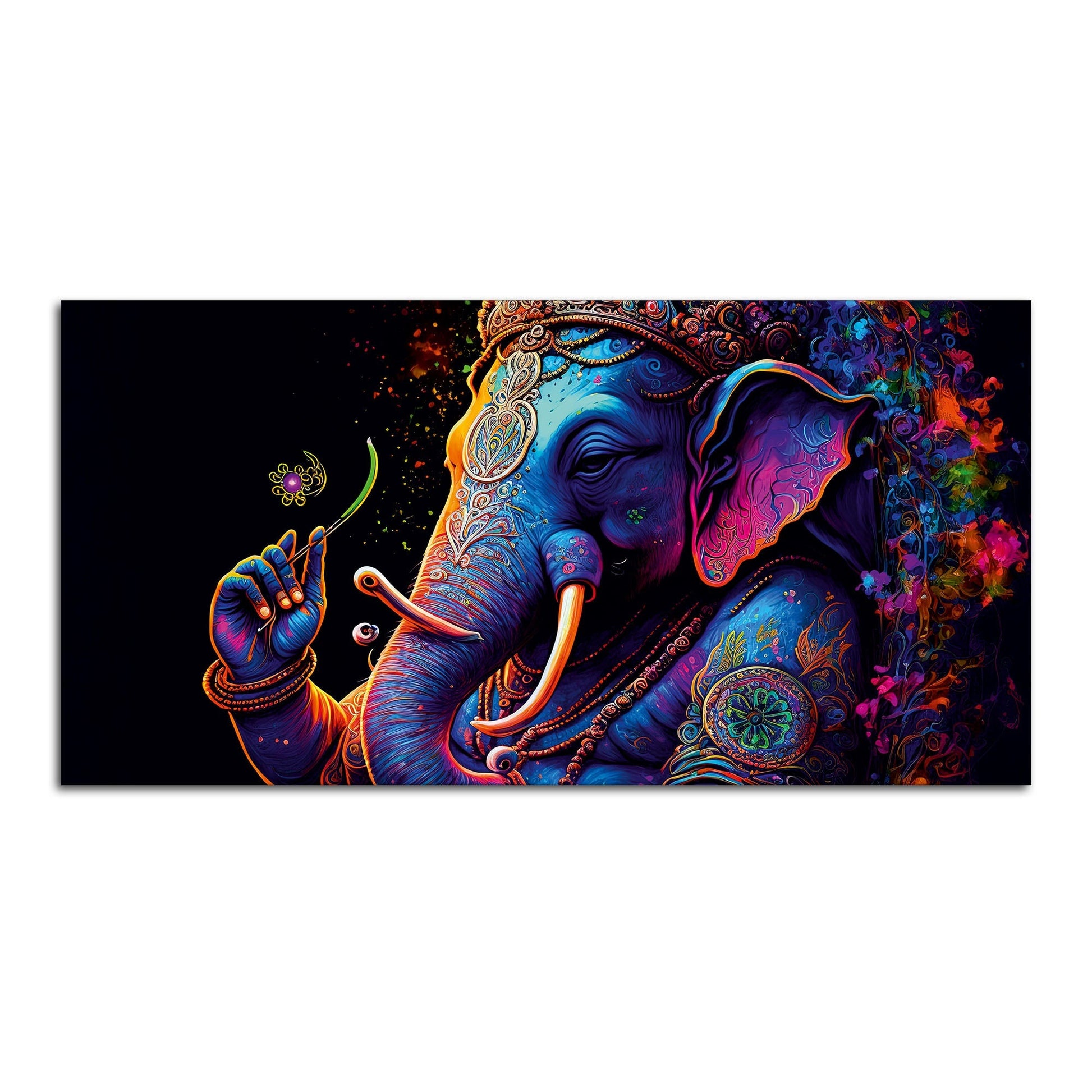 Spiritual Statue of Lord Ganesha Canvas Wall Painting