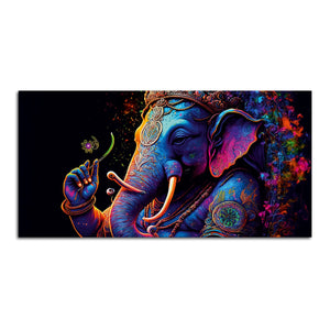 Spiritual Statue of Lord Ganesha Canvas Wall Painting