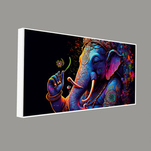 Spiritual Statue of Lord Ganesha Canvas Wall Painting