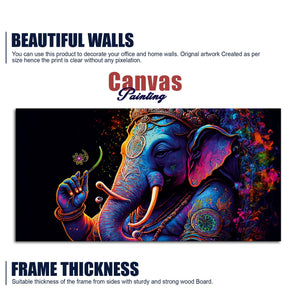 Spiritual Statue of Lord Ganesha Canvas Wall Painting