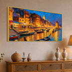 Spiritual Varanasi Ghat Canvas Painting for Home and Office Decor