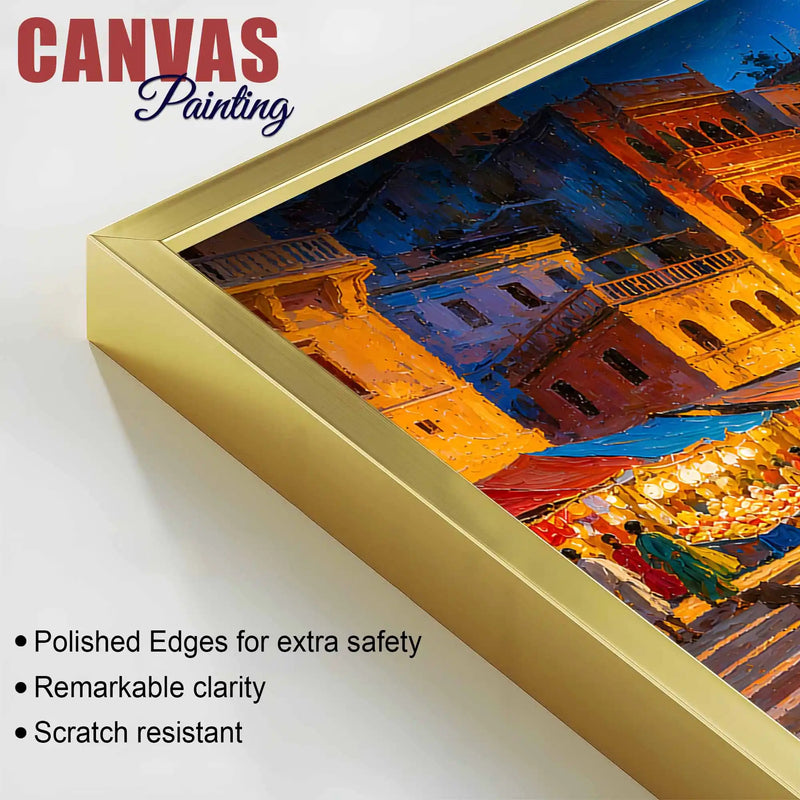 Spiritual Varanasi Ghat Canvas Painting for Home and Office Decor