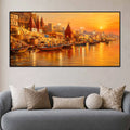 Spiritual Varanasi Sunset Canvas Painting for Home Wall Décor