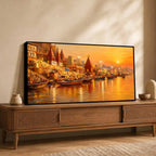 Spiritual Varanasi Sunset Canvas Painting for Home Wall Décor