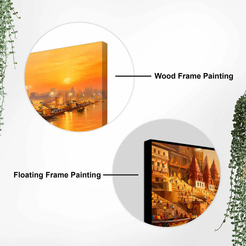 Spiritual Varanasi Sunset Canvas Painting for Home Wall Décor